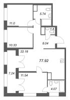 4 ккв (Евро) № 15 Корп.: 1 , Секция 1  в ЖК Речной квартал