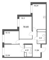 4 ккв (Евро) № 117 Корп.: 1 , Секция 1  в ЖК Речной квартал