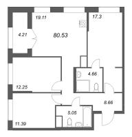 4 ккв (Евро) № 467 Корп.: 1 , Секция 3  в ЖК Речной квартал