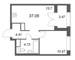 2 ккв (Евро) № 30 Корп.: 1 , Секция 1  в ЖК Речной квартал