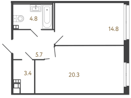 2 ккв (Евро) № 18 Корп.: 3 , Секция 3  в ЖК Репин