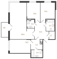 4 ккв (Евро) № 21 Корп.: 3 , Секция 3  в ЖК Репин