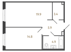 2 ккв (Евро) № 5 Корп.: 3 , Секция 3  в ЖК Репин