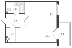 2 ккв (Евро) № 13 Корп.: 3 , Секция 3  в ЖК Репин