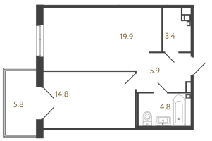2 ккв (Евро) № 11 Корп.: 3 , Секция 3  в ЖК Репин