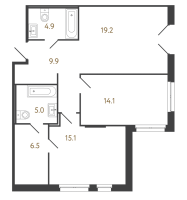 3 ккв (Евро) № 2 Корп.: 3 , Секция 3  в ЖК Репин