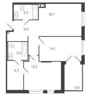 3 ккв (Евро) № 8 Корп.: 3 , Секция 3  в ЖК Репин