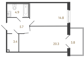 2 ккв (Евро) № 7 Корп.: 3 , Секция 3  в ЖК Репин