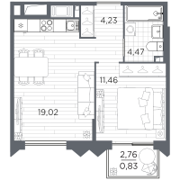 2 ккв (Евро) № 10 Корп.: 4 , Секция 4.1  в ЖК Respect