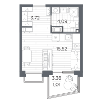 Студия № 250 Корп.: 3 , Секция 3.2_5  в ЖК Respect