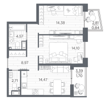 2 ккв № 310 Корп.: 3 , Секция 3.2_6  в ЖК Respect