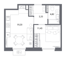 2 ккв (Евро) № 2 Корп.: 2 , Секция 2.1  в ЖК Respect