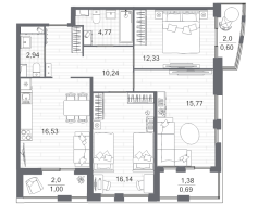 4 ккв (Евро) № 8 Корп.: 6 , Секция 6.1  в ЖК Respect