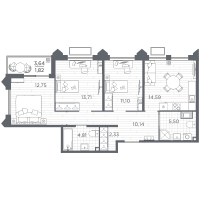 3 ккв № 21 Корп.: 4 , Секция 4.1  в ЖК Respect
