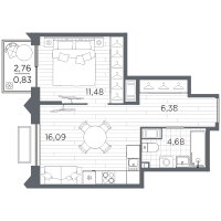 2 ккв (Евро) № 48 Корп.: 4 , Секция 4.1  в ЖК Respect