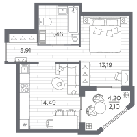 1 ккв № 135 Корп.: 3 , Секция 3.2_3  в ЖК Respect