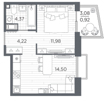 1 ккв № 372 Корп.: 3 , Секция 3.2_7  в ЖК Respect