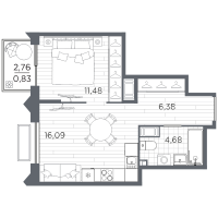 2 ккв (Евро) № 62 Корп.: 4 , Секция 4.1  в ЖК Respect