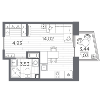 Студия № 376 Корп.: 3 , Секция 3.2_7  в ЖК Respect