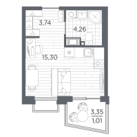 Студия № 190 Корп.: 3 , Секция 3.2_4  в ЖК Respect
