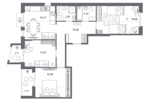 4 ккв (Евро) № 774 Корп.: 2 , Секция 2.3_6  в ЖК Respect