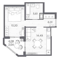 1 ккв № 317 Корп.: 3 , Секция 3.2_6  в ЖК Respect