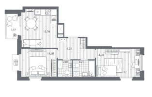 3 ккв (Евро) № 7 Корп.: 2 , Секция 2.1  в ЖК Respect