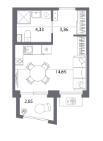 Студия № 283 Корп.: 2 , Секция 2.2_5  в ЖК Респект