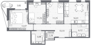 4 ккв (Евро) № 30 Корп.: 1 , Секция 1.1  в ЖК Респект