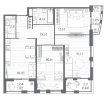 4 ккв (Евро) № 16 Корп.: 6 , Секция 6.1  в ЖК Респект