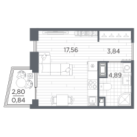 Студия № 764 Корп.: 3 , Секция 3.3_5  в ЖК Респект