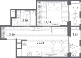 2 ккв (Евро) № 146 Корп.: 1 , Секция 1.3  в ЖК Респект
