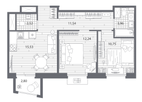 3 ккв (Евро) № 504 Корп.: 2 , Секция 2.3_1  в ЖК Респект