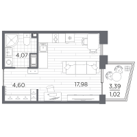 Студия № 787 Корп.: 3 , Секция 3.3_6  в ЖК Респект