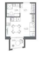 Студия № 277 Корп.: 2 , Секция 2.2_4  в ЖК Респект