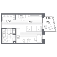 Студия № 786 Корп.: 3 , Секция 3.3_6  в ЖК Респект