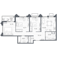 3 ккв № 14 Корп.: 4 , Секция 4.1  в ЖК Респект