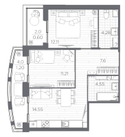 2 ккв № 2 Корп.: 6 , Секция 6.1  в ЖК Респект