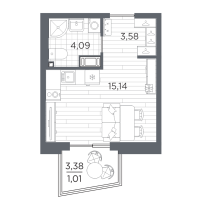 Студия № 231 Корп.: 3 , Секция 3.2_4  в ЖК Респект