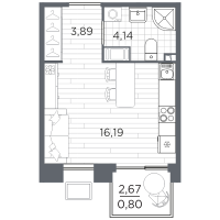 Студия № 159 Корп.: 5 , Секция 5.2.2  в ЖК Респект