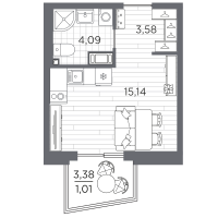 Студия № 196 Корп.: 3 , Секция 3.2_4  в ЖК Респект