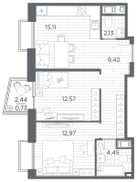 3 ккв (Евро) № 779 Корп.: 3 , Секция 3.3_6  в ЖК Респект