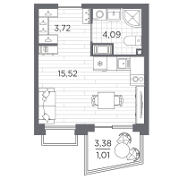 Студия № 255 Корп.: 3 , Секция 3.2_5  в ЖК Респект
