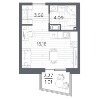 Студия № 291 Корп.: 3 , Секция 3.2_5  в ЖК Респект