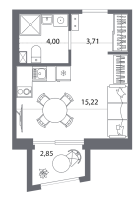 Студия № 222 Корп.: 2 , Секция 2.2_4  в ЖК Респект