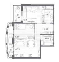 2 ккв № 26 Корп.: 6 , Секция 6.1  в ЖК Респект