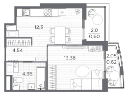 1 ккв № 15 Корп.: 6 , Секция 6.1  в ЖК Респект