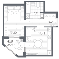 1 ккв № 332 Корп.: 3 , Секция 3.2_6  в ЖК Респект