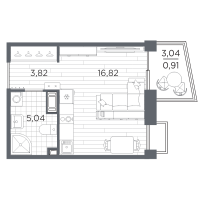Студия № 622 Корп.: 3 , Секция 3.3_2  в ЖК Респект