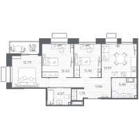3 ккв № 21 Корп.: 5 , Секция 5.1  в ЖК Респект